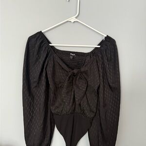 Express Black Textured Bodysuit